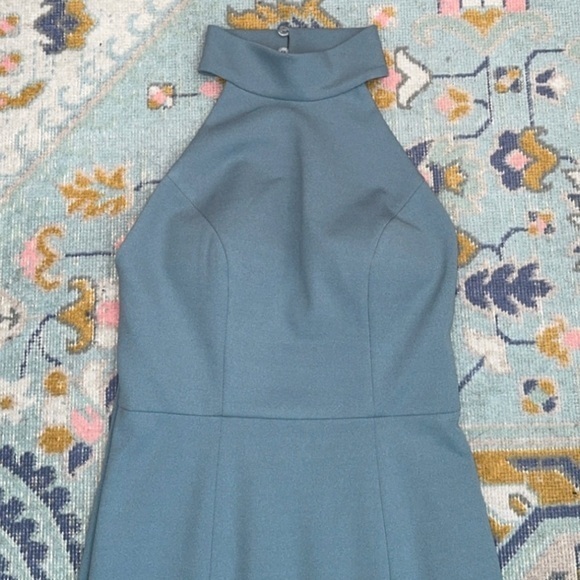 Jenny Yoo Collection Petra Dusty Mayan Blue Halter Neck Maxi Dress Size 2 - Picture 4 of 10